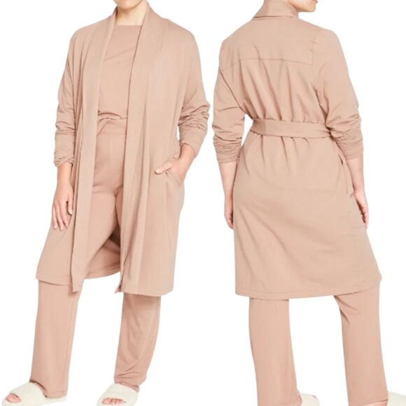 Universal Standard Longsleeve Belted Robe with Pockets Black Cotton EUC small - Picture 3 of 12